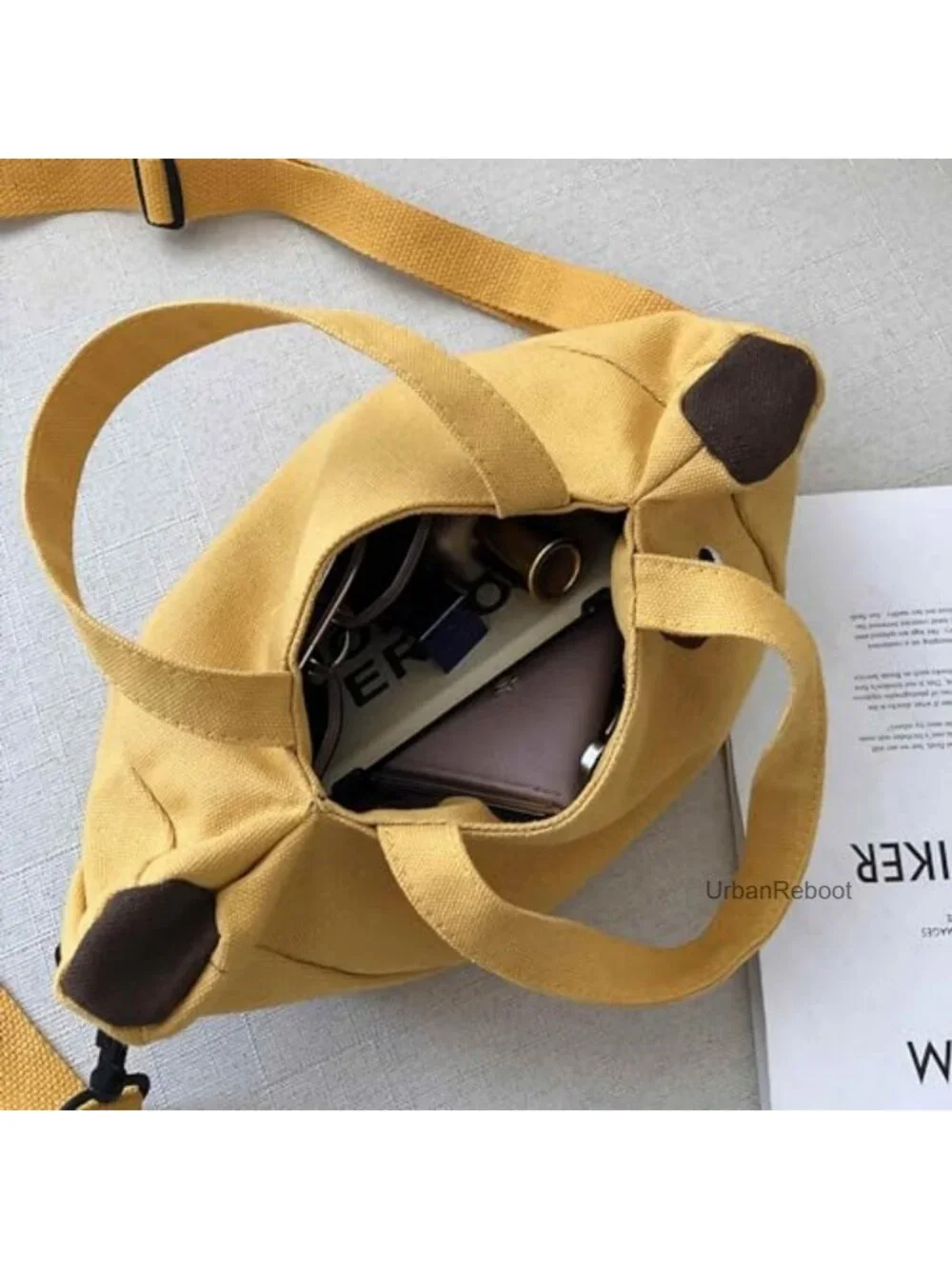 Canvas Banana Crossbody Purse Novelty Mini Bag for Teens